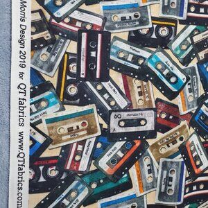Dan Morris Design 2019 for QT Fabrics cassette tape print fabric